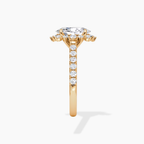 18K Solid Gold Charlene Oval Vintage Halo Pavé Ring