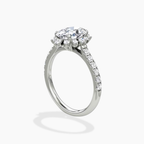 18K Solid Gold Charlene Oval Vintage Halo Pavé Ring