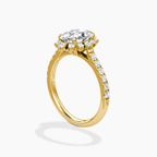 18K Solid Gold Charlene Oval Vintage Halo Pavé Ring