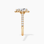 18K Solid Gold Charlene Pear Vintage Halo Pavé Ring