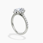 18K Solid Gold Charlene Pear Vintage Halo Pavé Ring