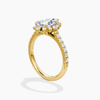 18K Solid Gold Charlene Pear Vintage Halo Pavé Ring