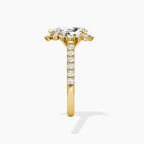 18K Solid Gold Charlene Pear Vintage Halo Pavé Ring
