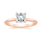 18K Solid Gold Asscher Solitaire Wedding Ring Set
