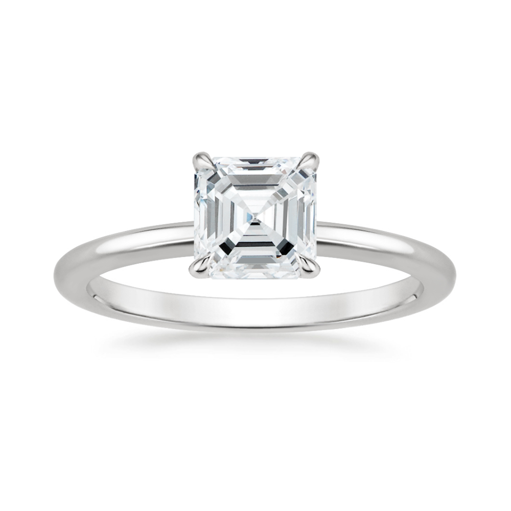 Classic Solitaire and Round Eternity Lab Diamond Ring Set in 18K Gold - Asscher