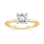 18K Solid Gold Asscher Solitaire Wedding Ring Set