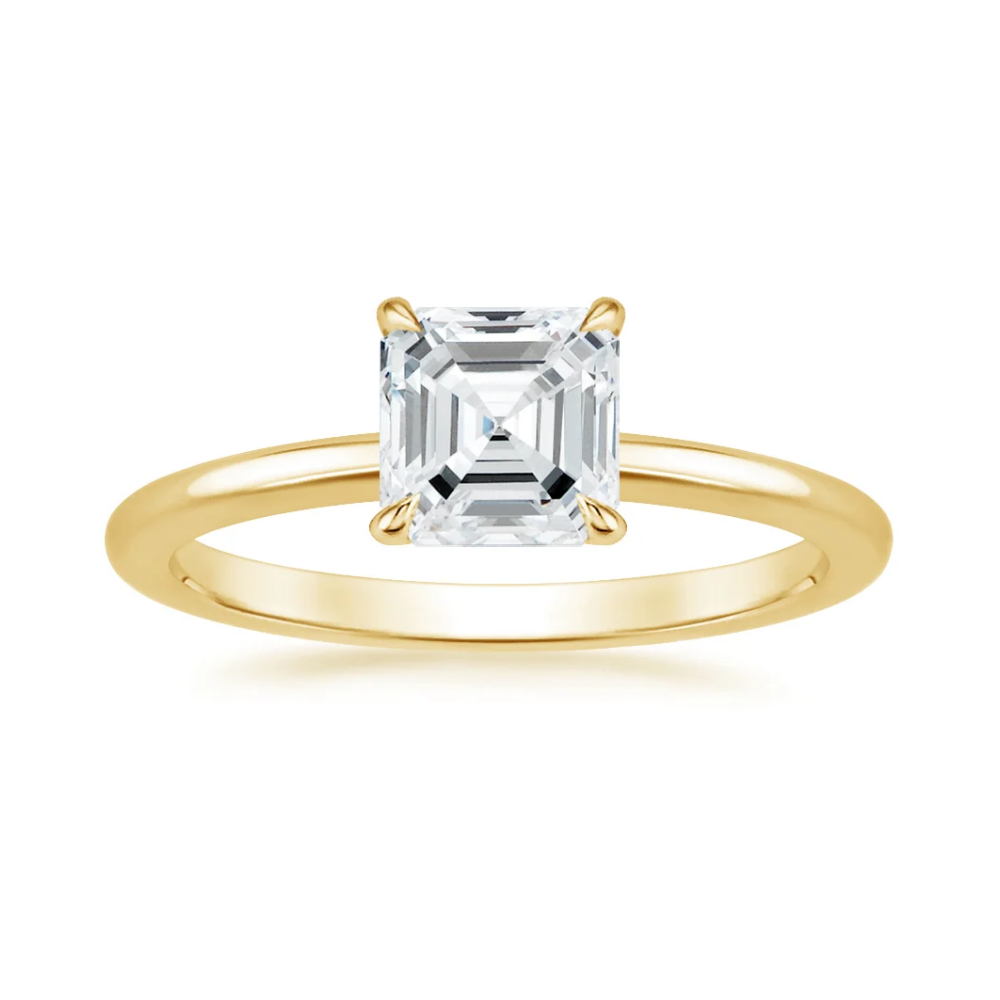 Classic Solitaire and Round Eternity Lab Diamond Ring Set in 18K Gold - Asscher