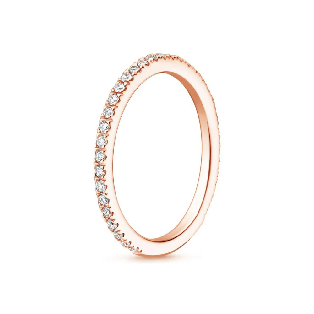 18K Solid Gold Cushion Eternity Bridal Ring Set