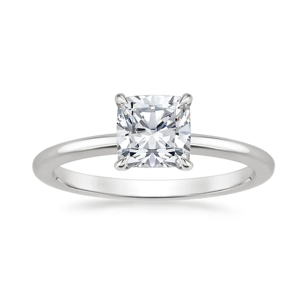 18K Solid Gold Cushion Eternity Bridal Ring Set