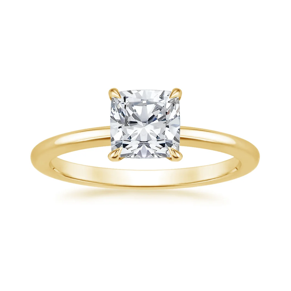 18K Solid Gold Cushion Eternity Bridal Ring Set