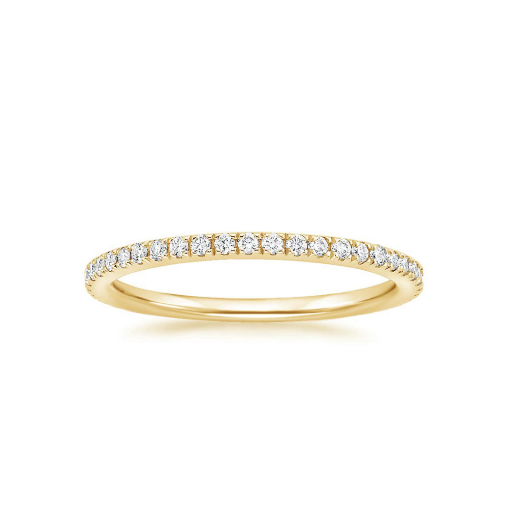 18K Solid Gold Cushion Eternity Bridal Ring Set