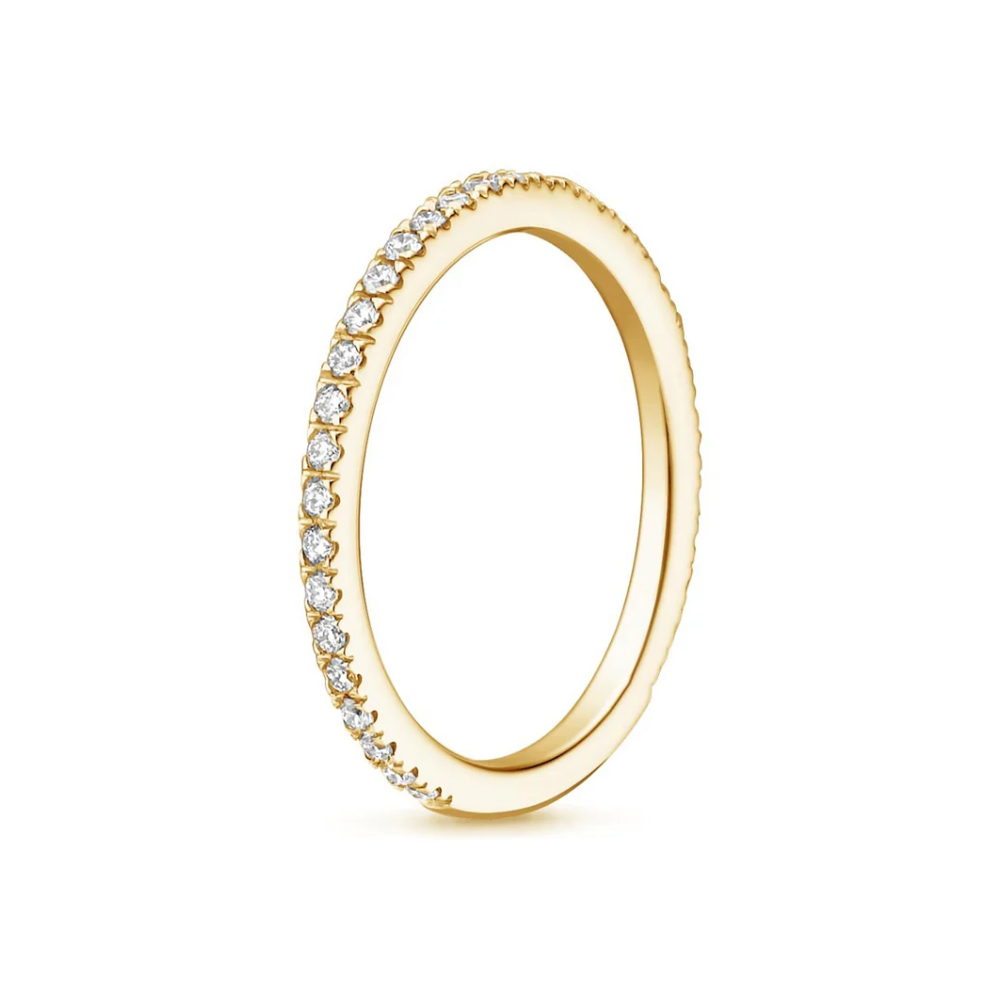 18K Solid Gold Cushion Eternity Bridal Ring Set
