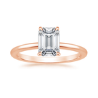 18K Solid Gold Emerald Solitaire & Eternity Diamond Ring Set