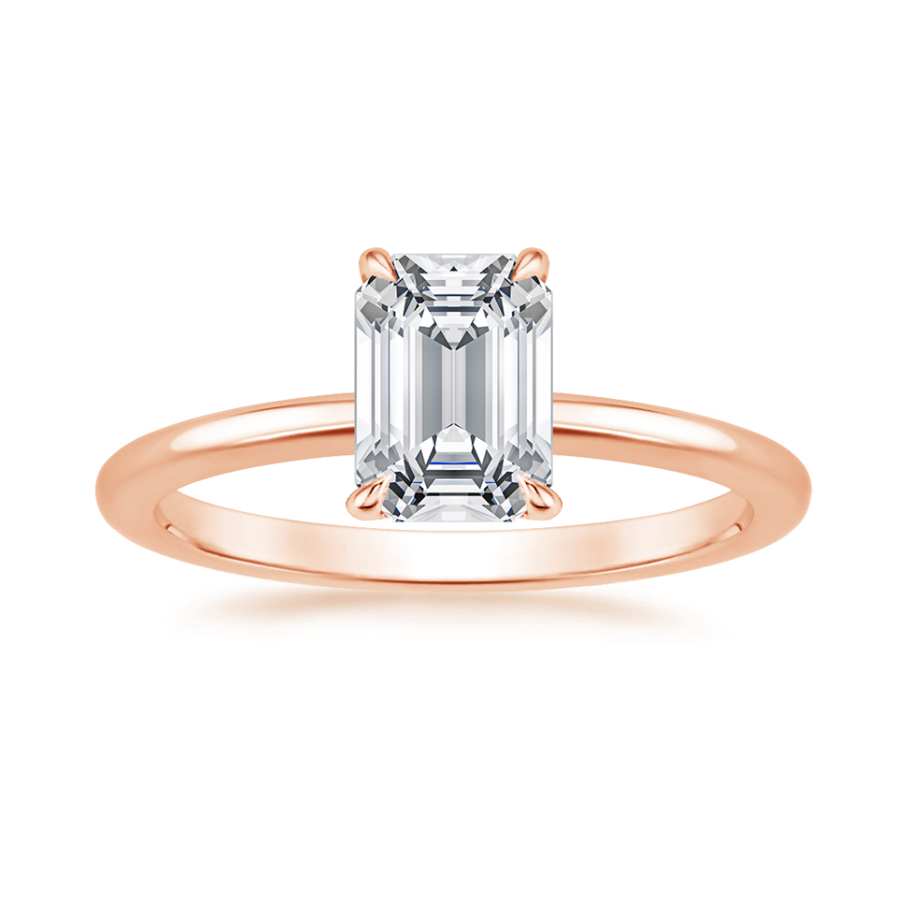 Classic Solitaire and Round Eternity Lab Diamond Ring Set in 18K Gold - Emerald