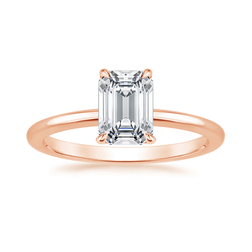 Classic Solitaire and Round Eternity Lab Diamond Ring Set in 18K Gold - Emerald
