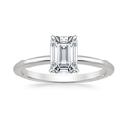 18K Solid Gold Emerald Solitaire & Eternity Diamond Ring Set
