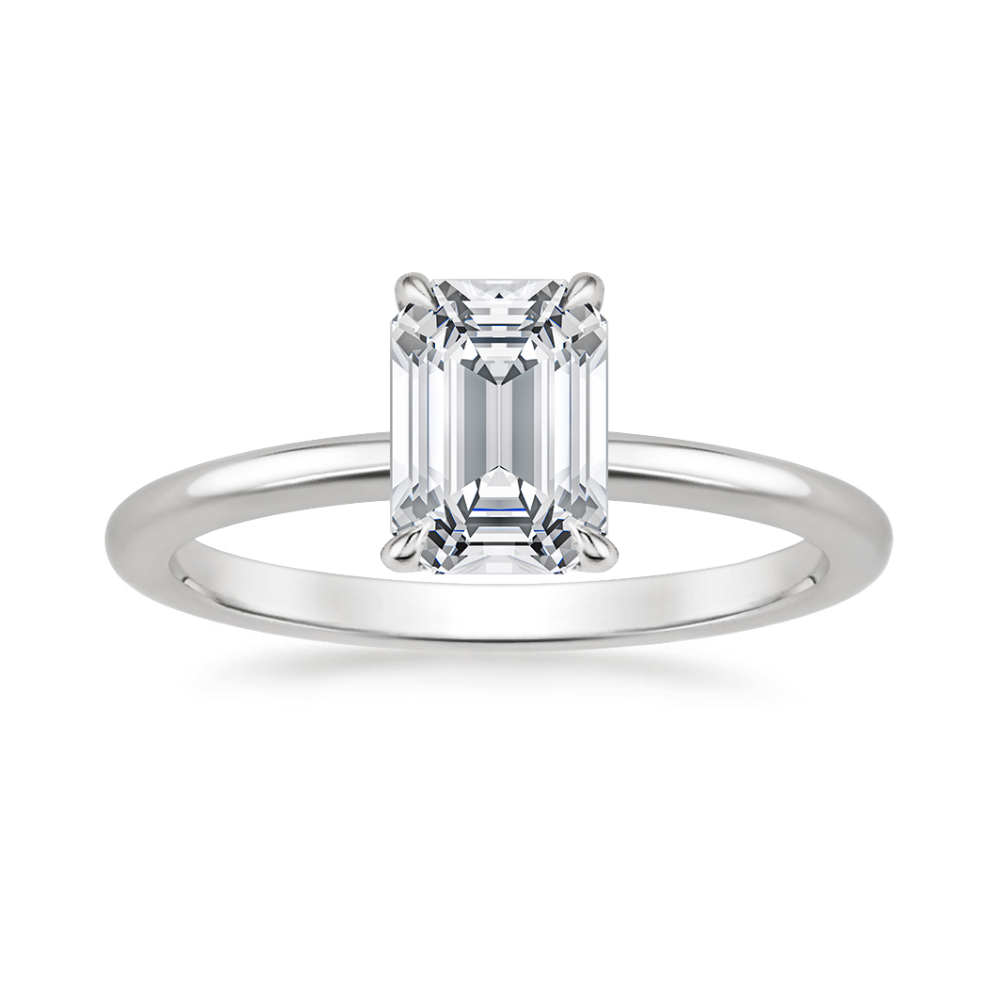 Classic Solitaire and Round Eternity Lab Diamond Ring Set in 18K Gold - Emerald