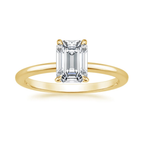 18K Solid Gold Emerald Solitaire & Eternity Diamond Ring Set
