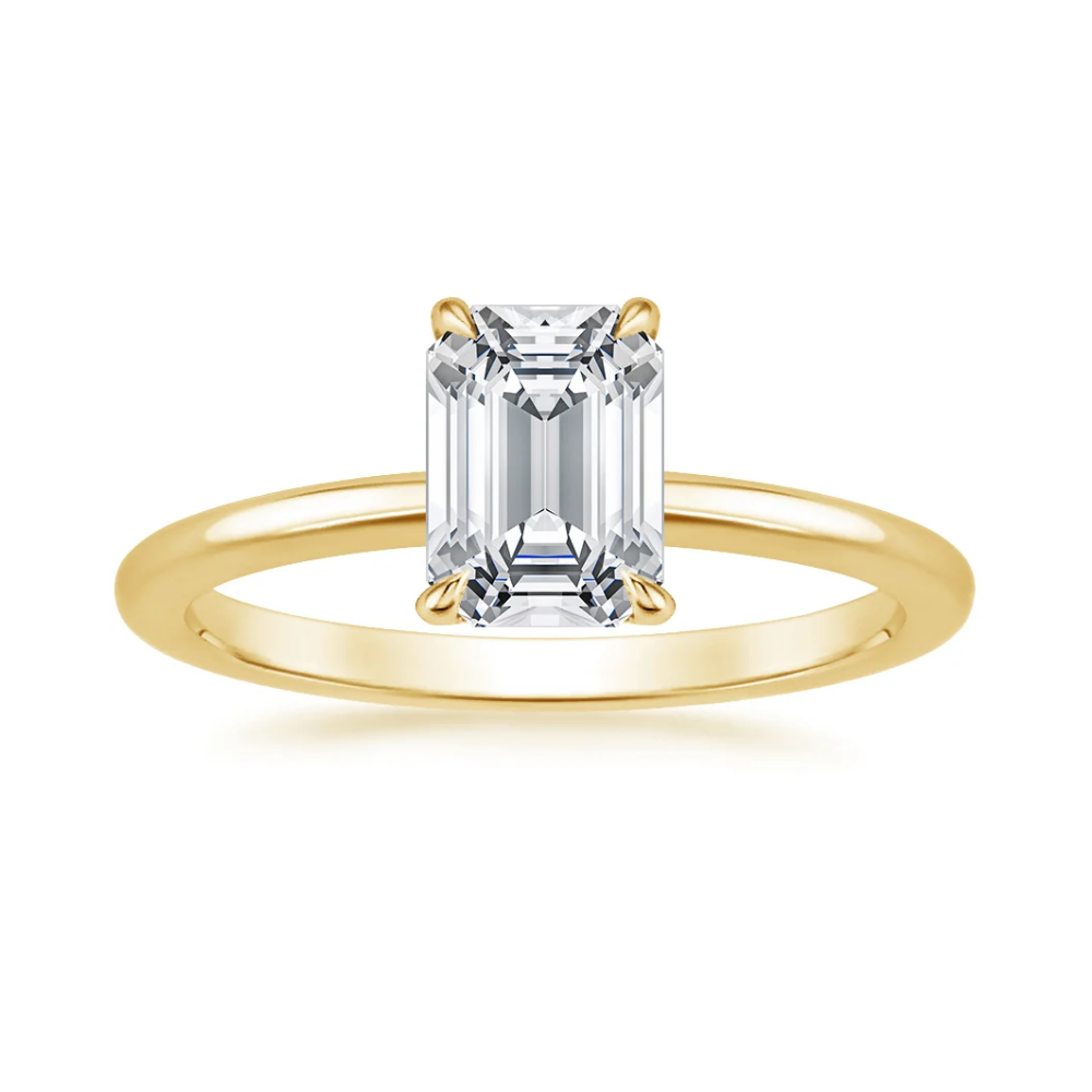 Classic Solitaire and Round Eternity Lab Diamond Ring Set in 18K Gold - Emerald
