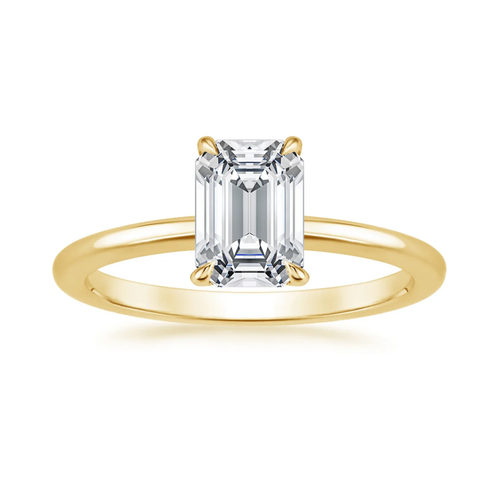 Classic Solitaire and Round Eternity Lab Diamond Ring Set in 18K Gold - Emerald