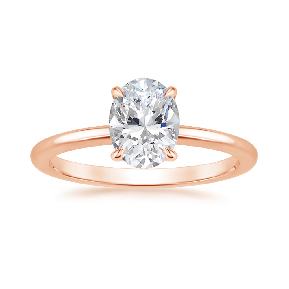 Classic Solitaire and Round Eternity Lab Diamond Ring Set in 18K Gold - Oval
