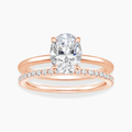 Classic Solitaire and Round Eternity Lab Diamond Ring Set in 18K Gold - Oval