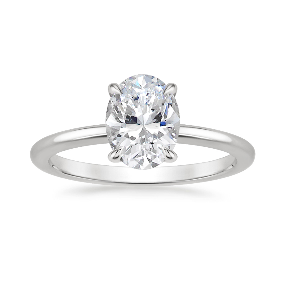 Classic Solitaire and Round Eternity Lab Diamond Ring Set in 18K Gold - Oval