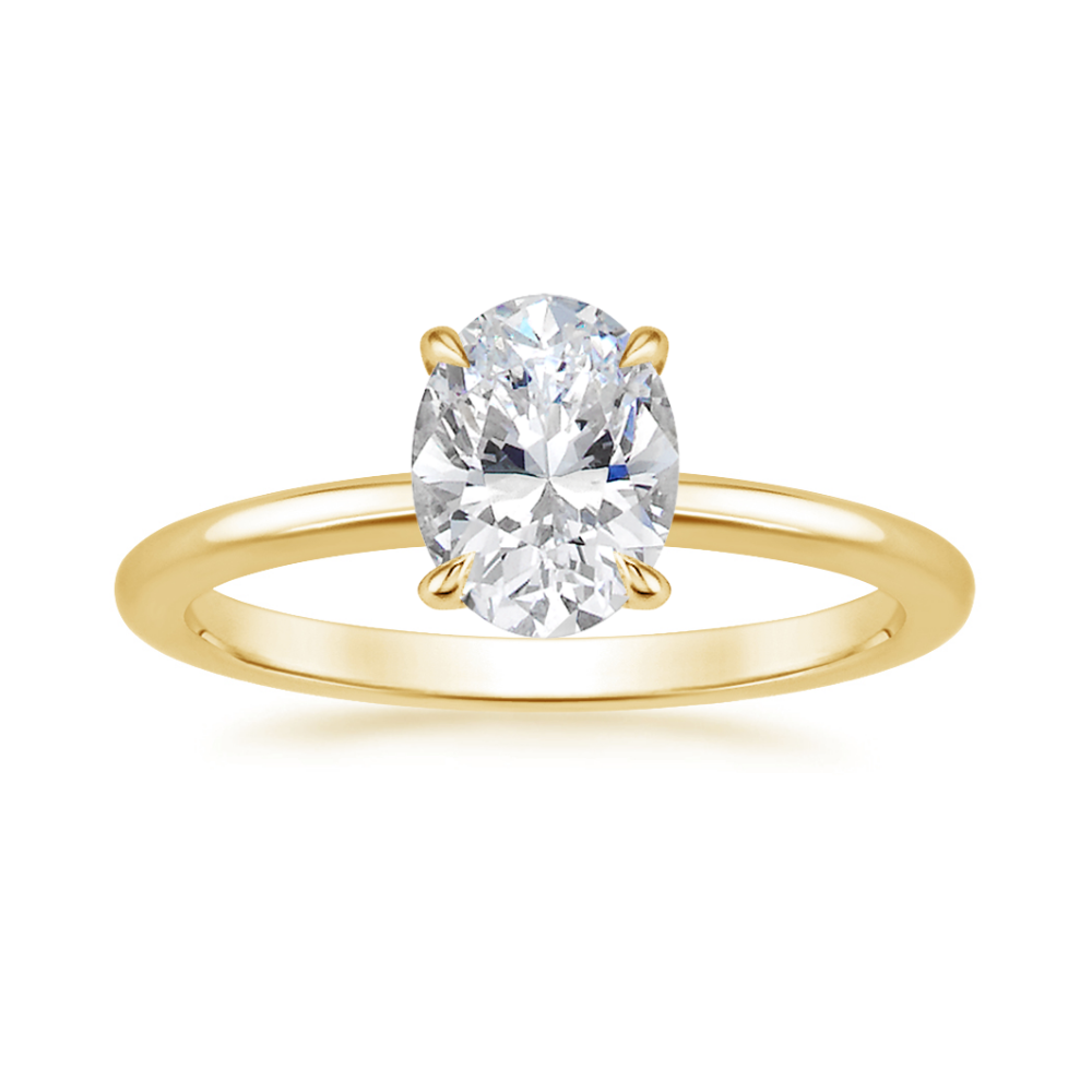 Classic Solitaire and Round Eternity Lab Diamond Ring Set in 18K Gold - Oval