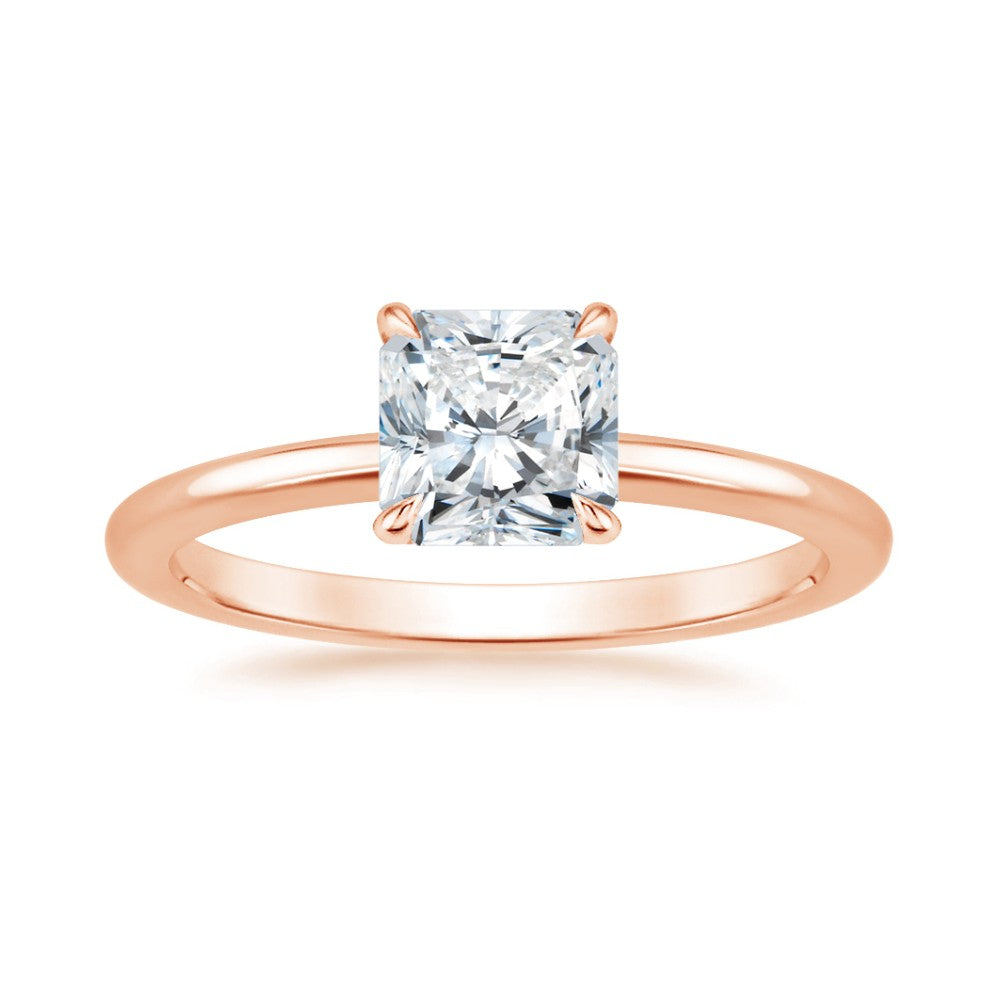 ⁠Radiant Cut Solitaire Ring & Pavé Eternity Band Set⁠