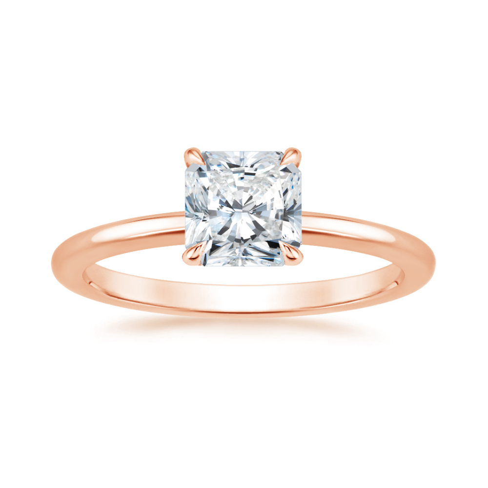 Classic Solitaire and Round Eternity Lab Diamond Ring Set in 18K Gold - Princess