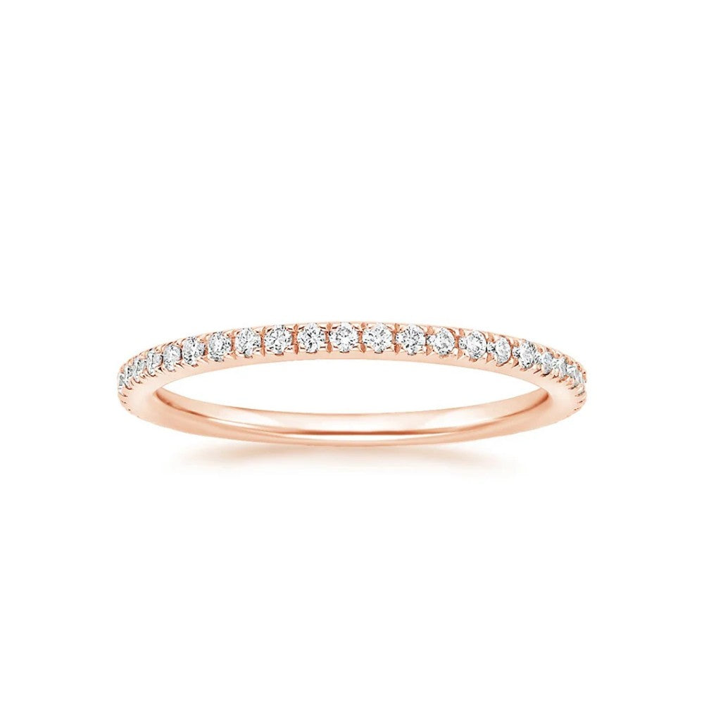 ⁠Radiant Cut Solitaire Ring & Pavé Eternity Band Set⁠