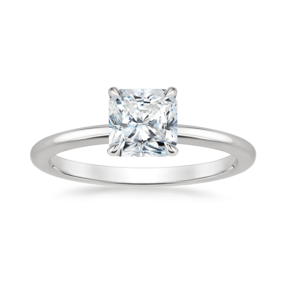 Classic Solitaire and Round Eternity Lab Diamond Ring Set in 18K Gold - Radiant