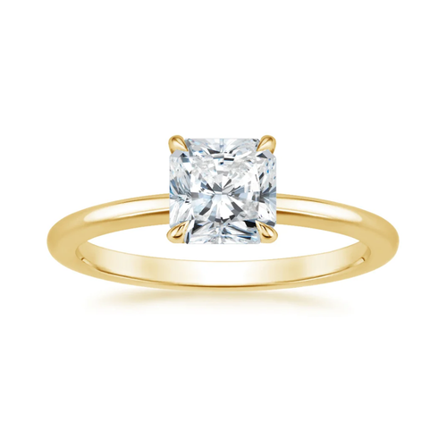 Classic Solitaire and Round Eternity Lab Diamond Ring Set in 18K Gold - Radiant