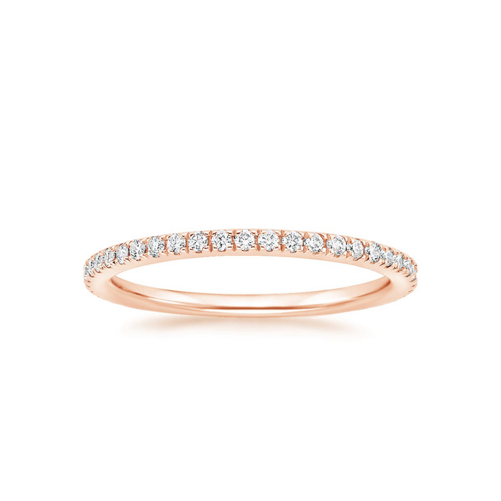 Classic Solitaire and Round Eternity Lab Diamond Ring Set in 18K Gold - Round