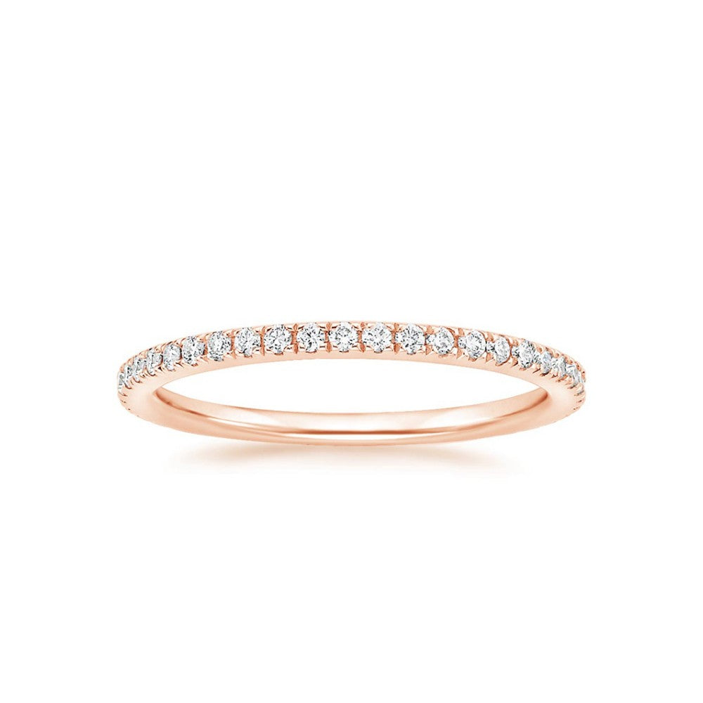 Round Solitaire Engagement Ring & Pavé Eternity Band Set⁠