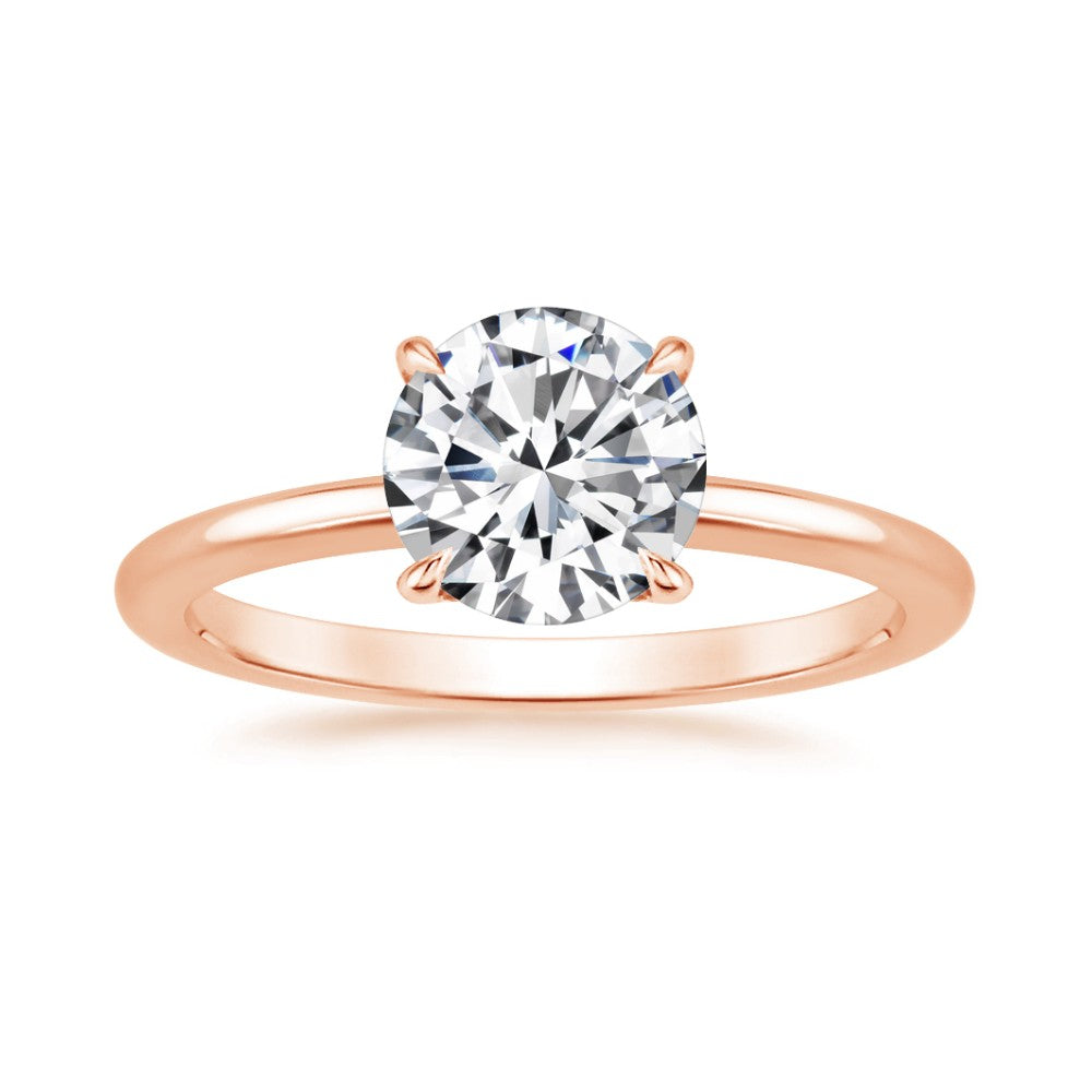 Round Solitaire Engagement Ring & Pavé Eternity Band Set⁠