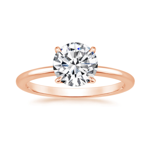 Classic Solitaire and Round Eternity Lab Diamond Ring Set in 18K Gold - Round