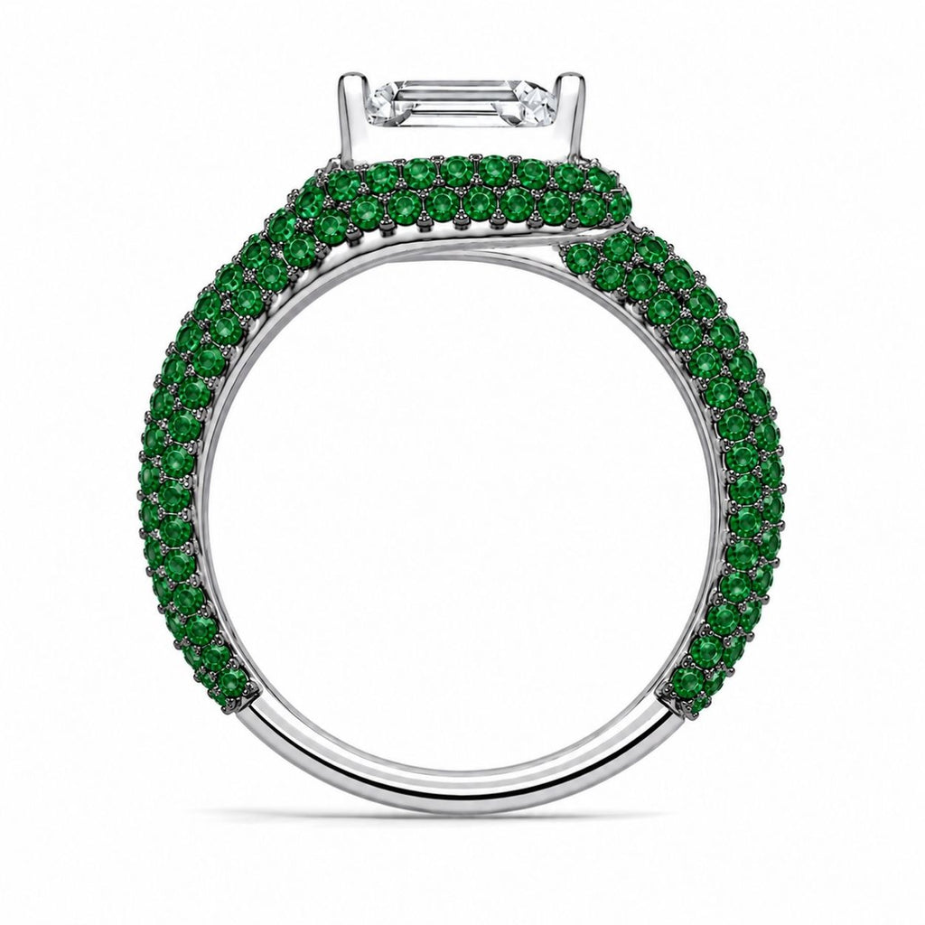 18K Solid Gold Hera Asscher Fancy Green Lab Diamond Ring