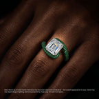 18K Solid Gold Hera Asscher Fancy Green Lab Diamond Ring