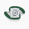 18K Solid Gold Hera Asscher Fancy Green Lab Diamond Ring