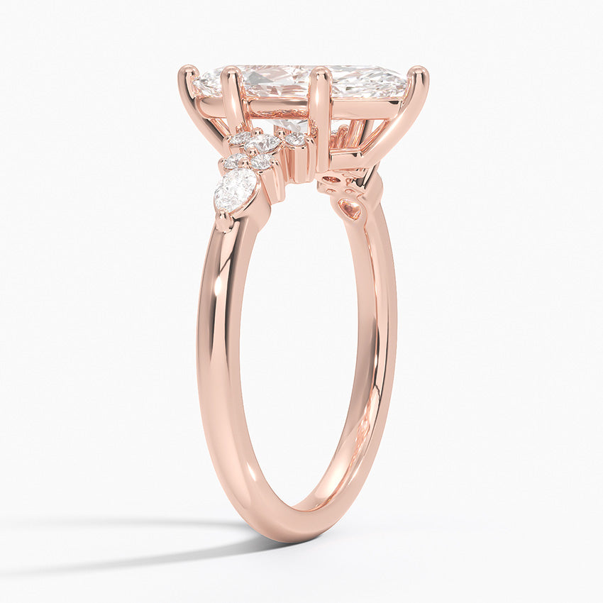 Dahlia Accents Lab Grown Diamond Engagement Ring in 18k Gold - Oval