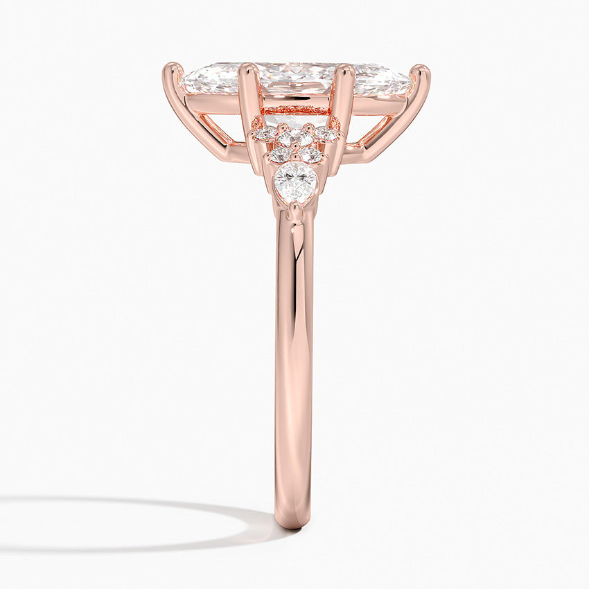 Dahlia Accents Lab Grown Diamond Engagement Ring in 18k Gold - Oval