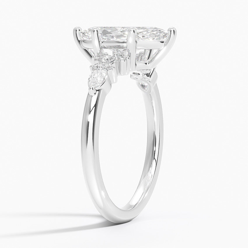 Dahlia Accents Lab Grown Diamond Engagement Ring in 18k Gold - Oval