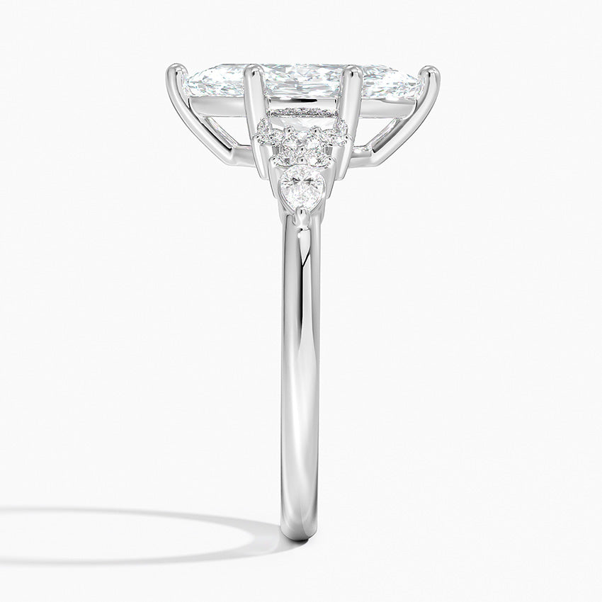Dahlia Accents Lab Grown Diamond Engagement Ring in 18k Gold - Oval