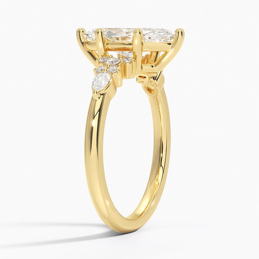 Dahlia Accents Lab Grown Diamond Engagement Ring in 18k Gold - Oval