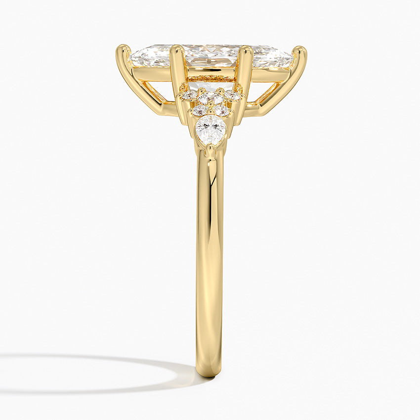 Dahlia Accents Lab Grown Diamond Engagement Ring in 18k Gold - Oval