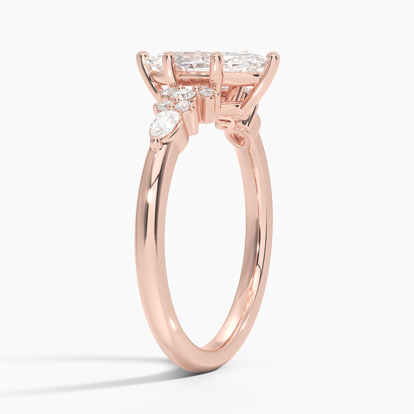 Dahlia Accents Lab Grown Diamond Engagement Ring in 18k Gold - Oval