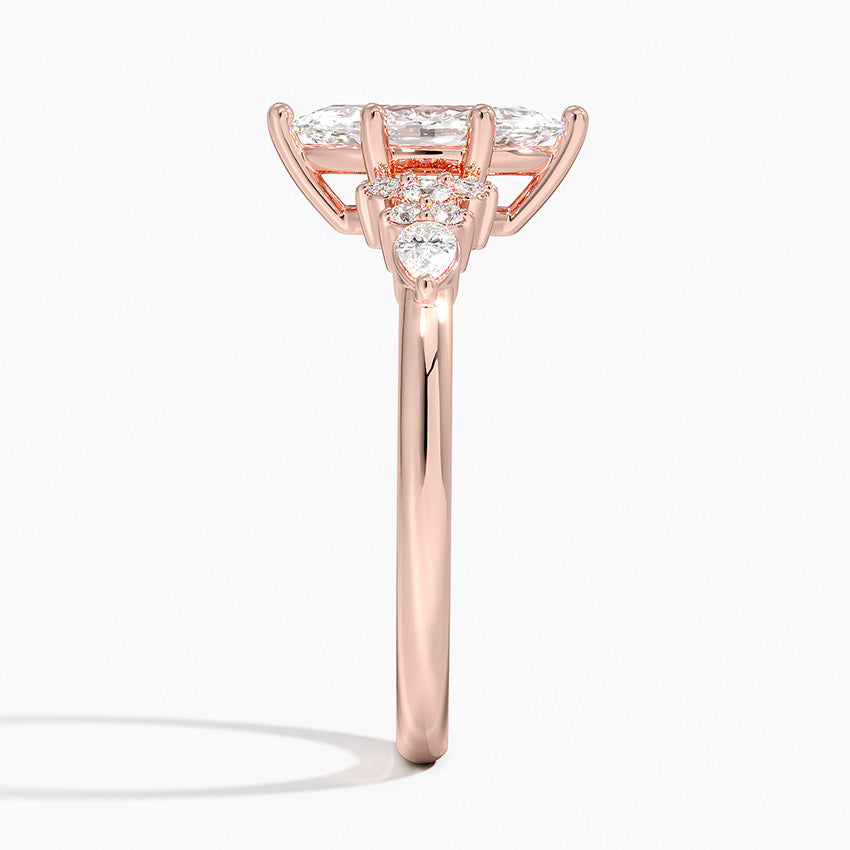 Dahlia Accents Lab Grown Diamond Engagement Ring in 18k Gold - Oval
