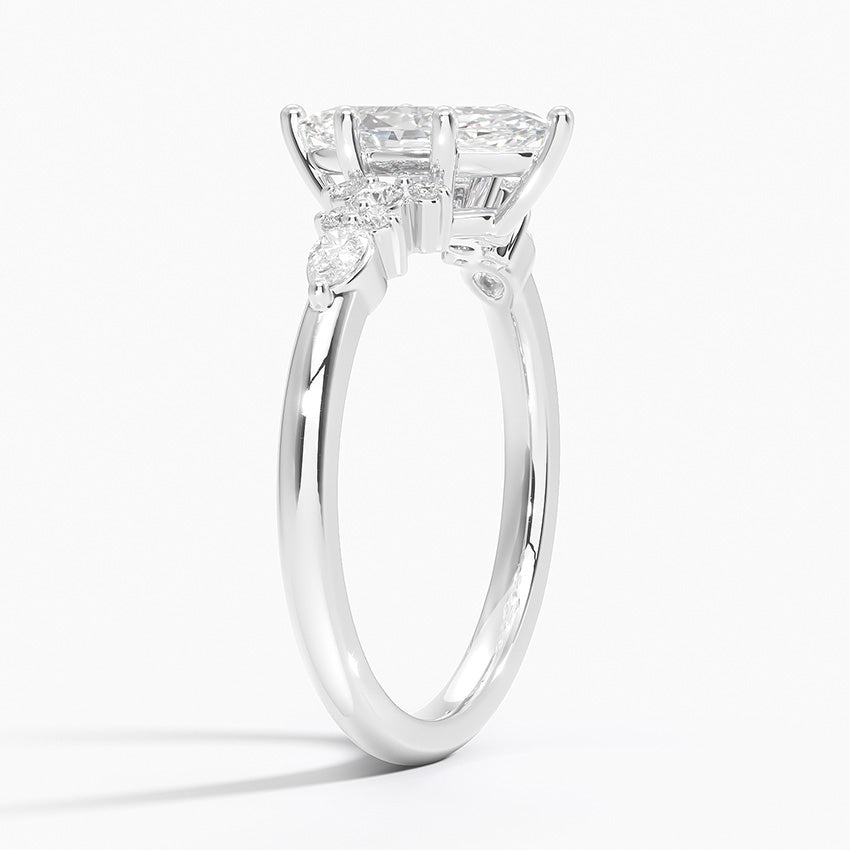 Dahlia Accents Lab Grown Diamond Engagement Ring in 18k Gold - Oval
