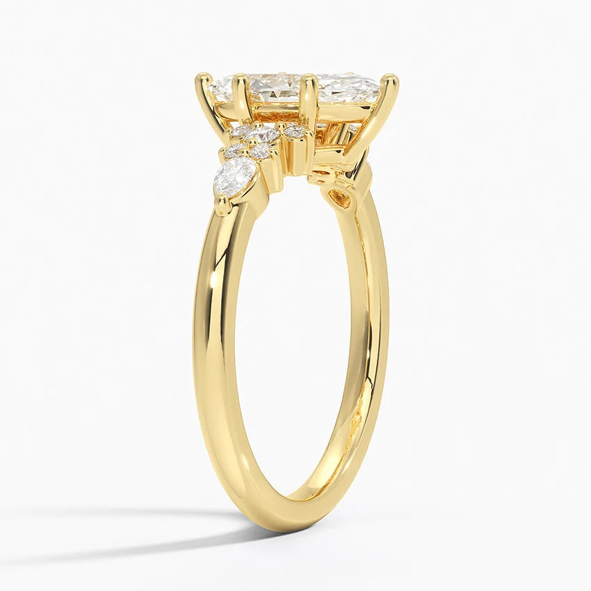 Dahlia Accents Lab Grown Diamond Engagement Ring in 18k Gold - Oval
